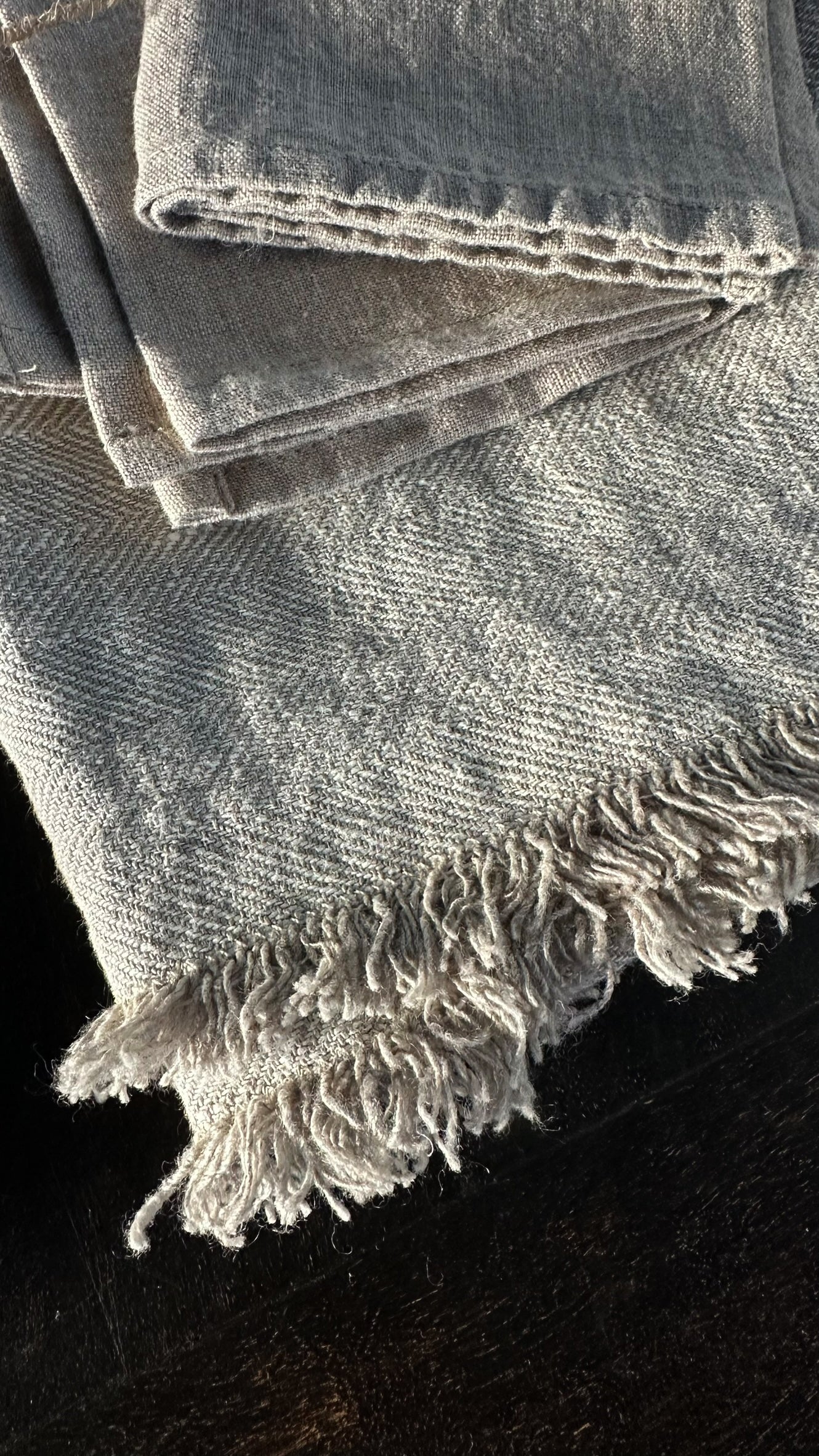 Caminos de mesa de lino JAIPUR desflecados OUTLET