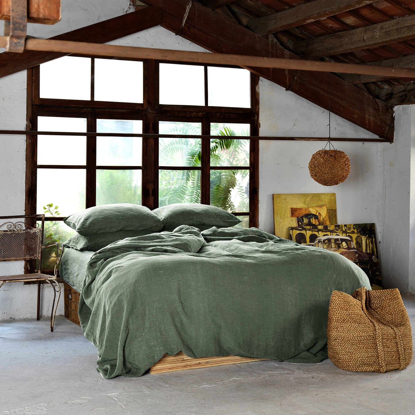 Juego completo lino CAPULET OLIVE-170gr/m2