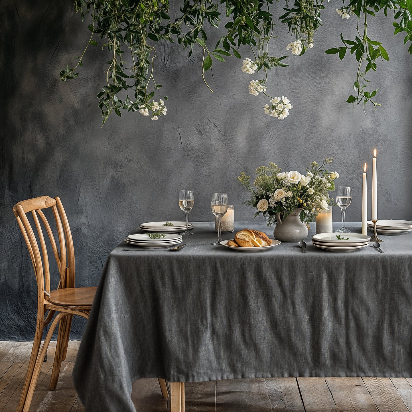 GRAY linen tablecloth