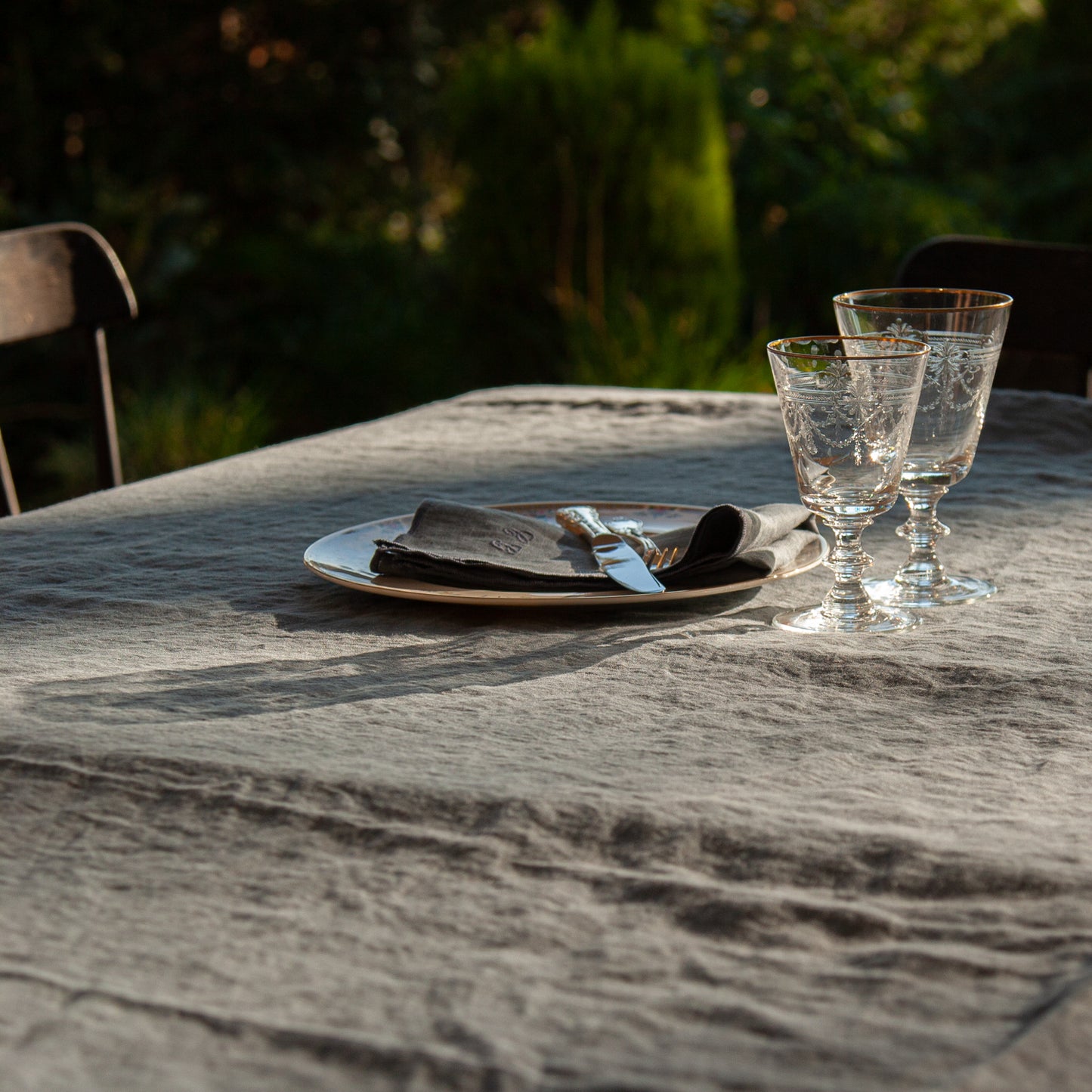 BLUE linen tablecloth