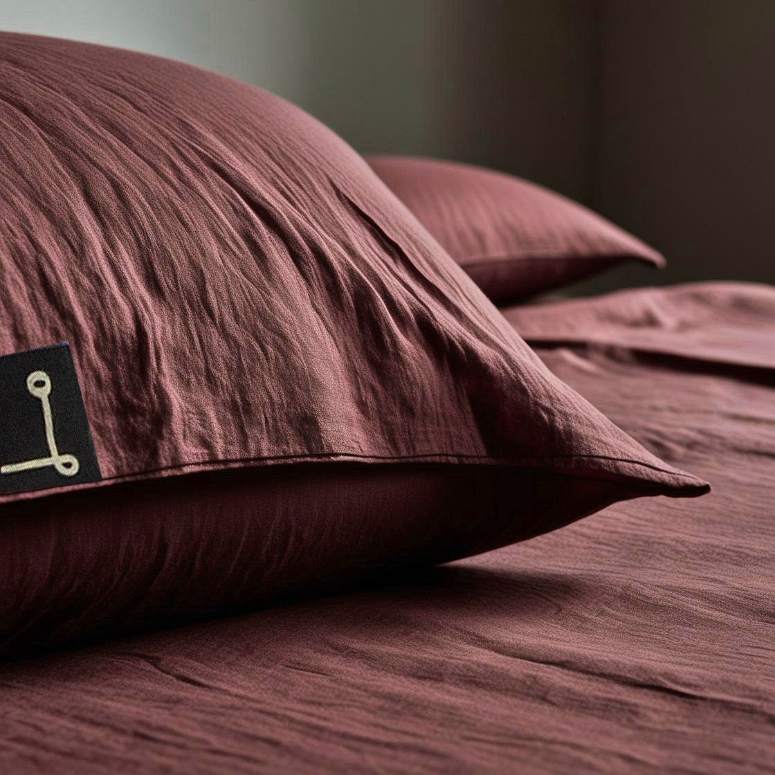 Fundas de almohada en lino lavado Burdeos (Outlet)