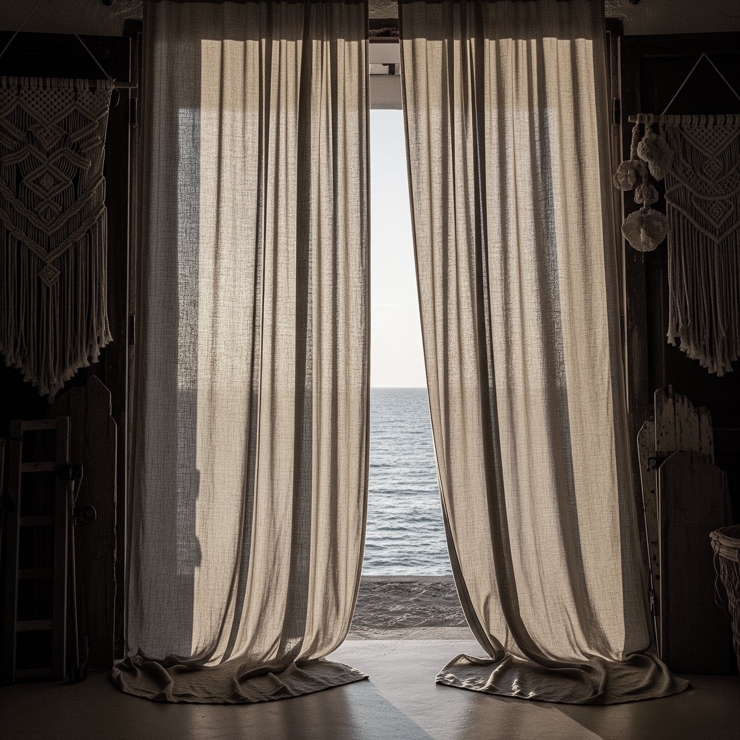 Cortina lino dE.LENZO natural RÚSTICA 195gr/m2