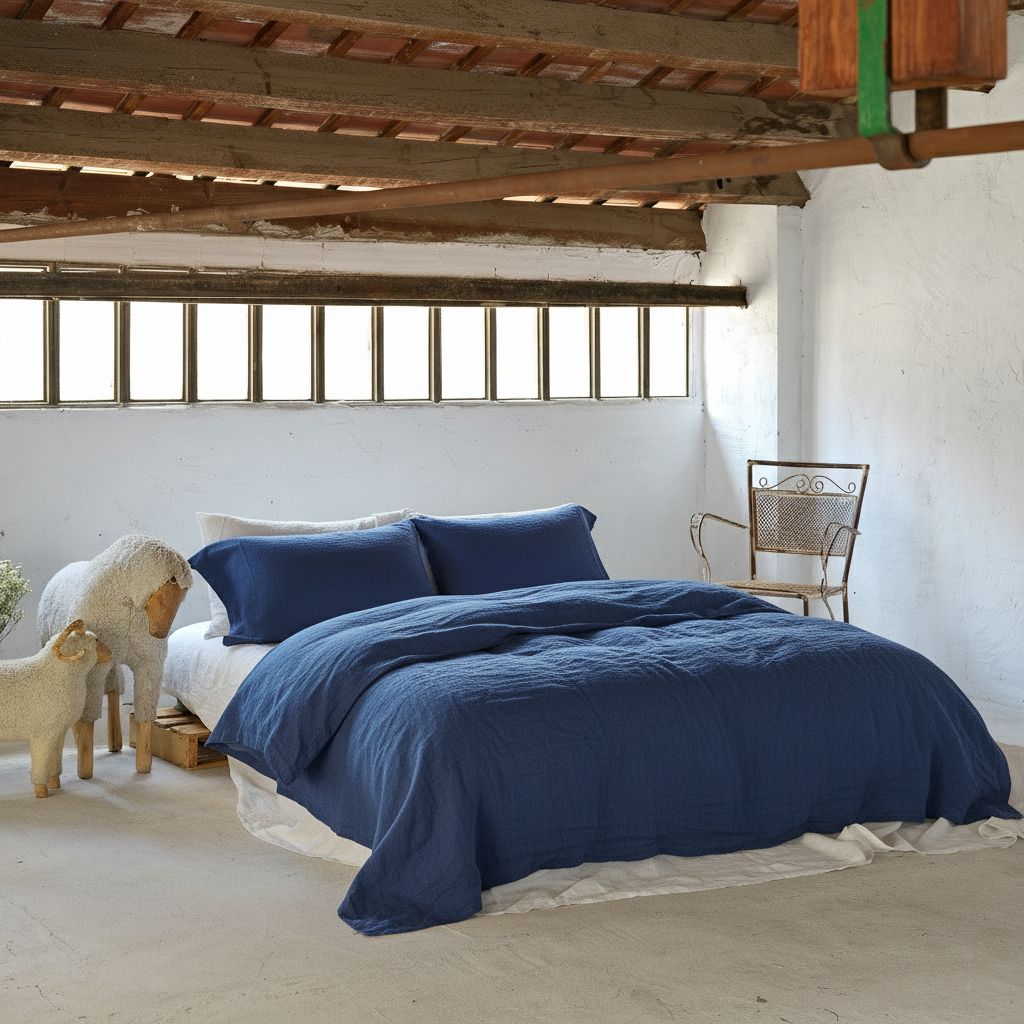 Funda nórdica lino azul JEAN-170gr/m2