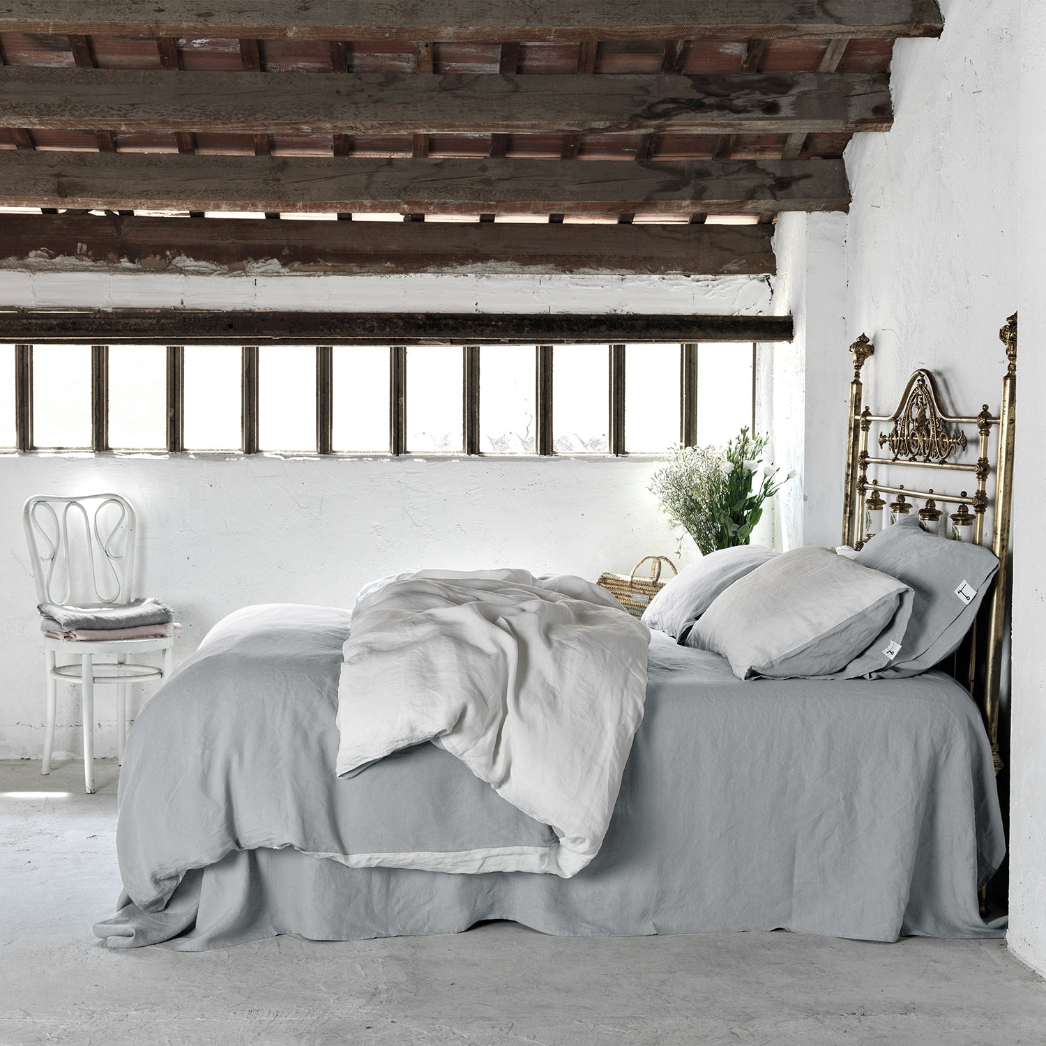 Funda nórdica lino GRIS&BLANCA