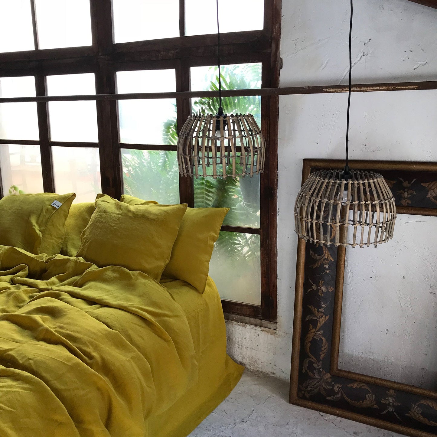 Funda de almohada lino MOSTAZA outlet