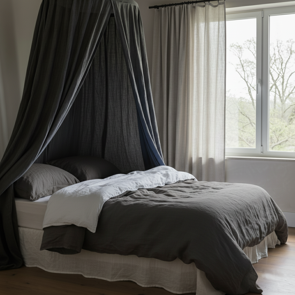 Funda nórdica lino GRIS&BLANCA-170gr/m2