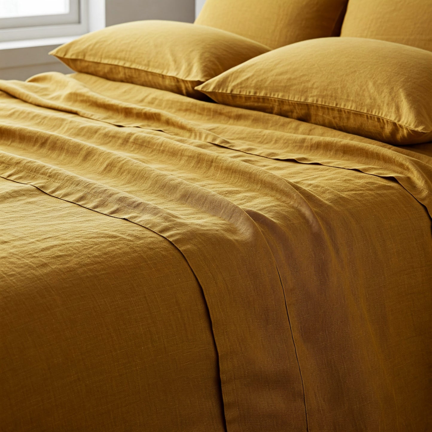 Juego de sábanas lino MOSTAZA-190gr/m2