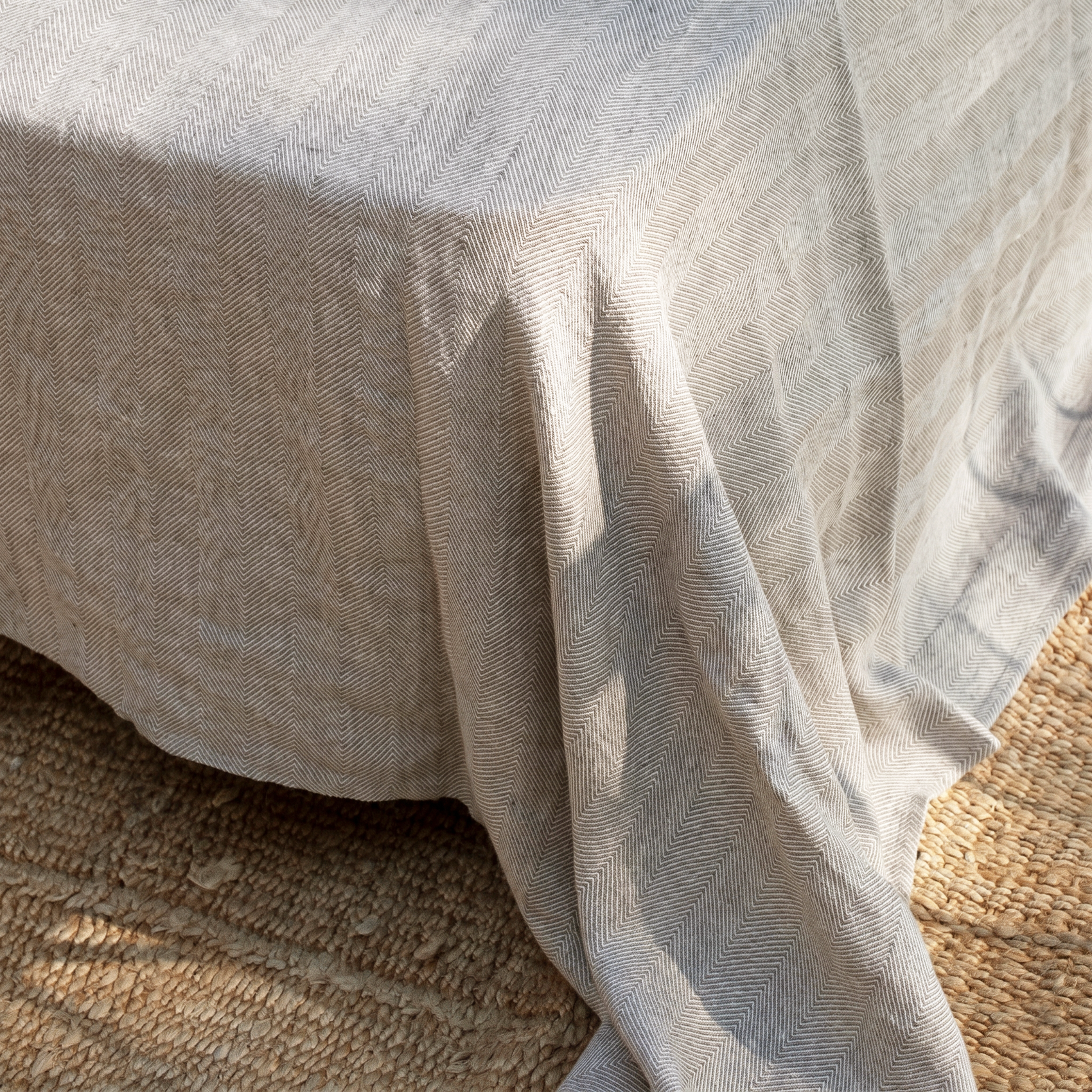 Drap de dessus en lin HERRINGBONE - Natural Melange