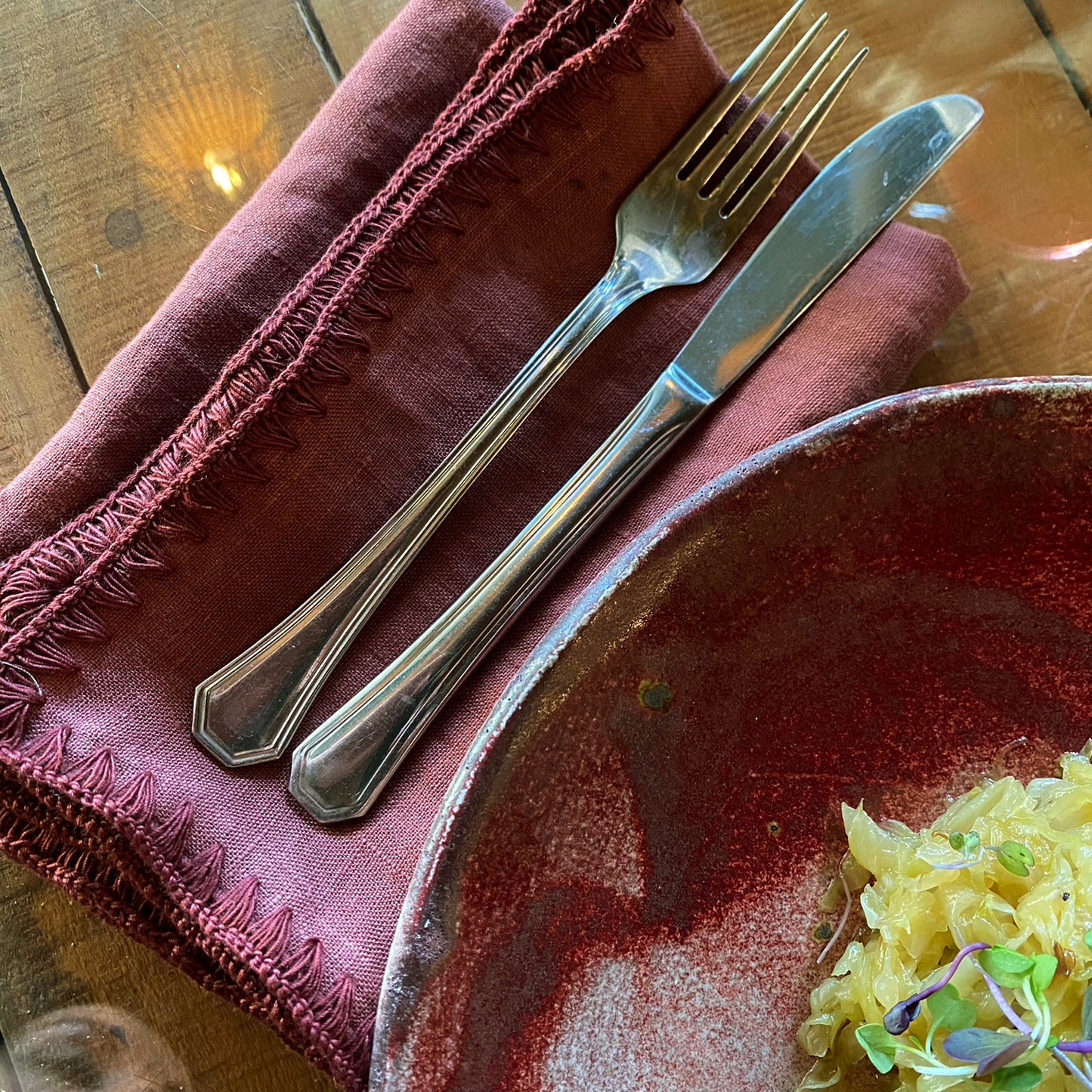 BURGUNDY linen tablecloth