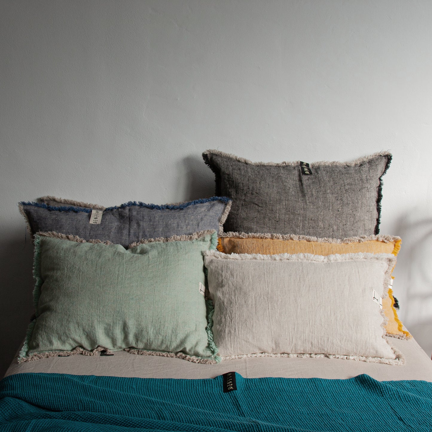 Cojines decorativos lino grueso conjunto.