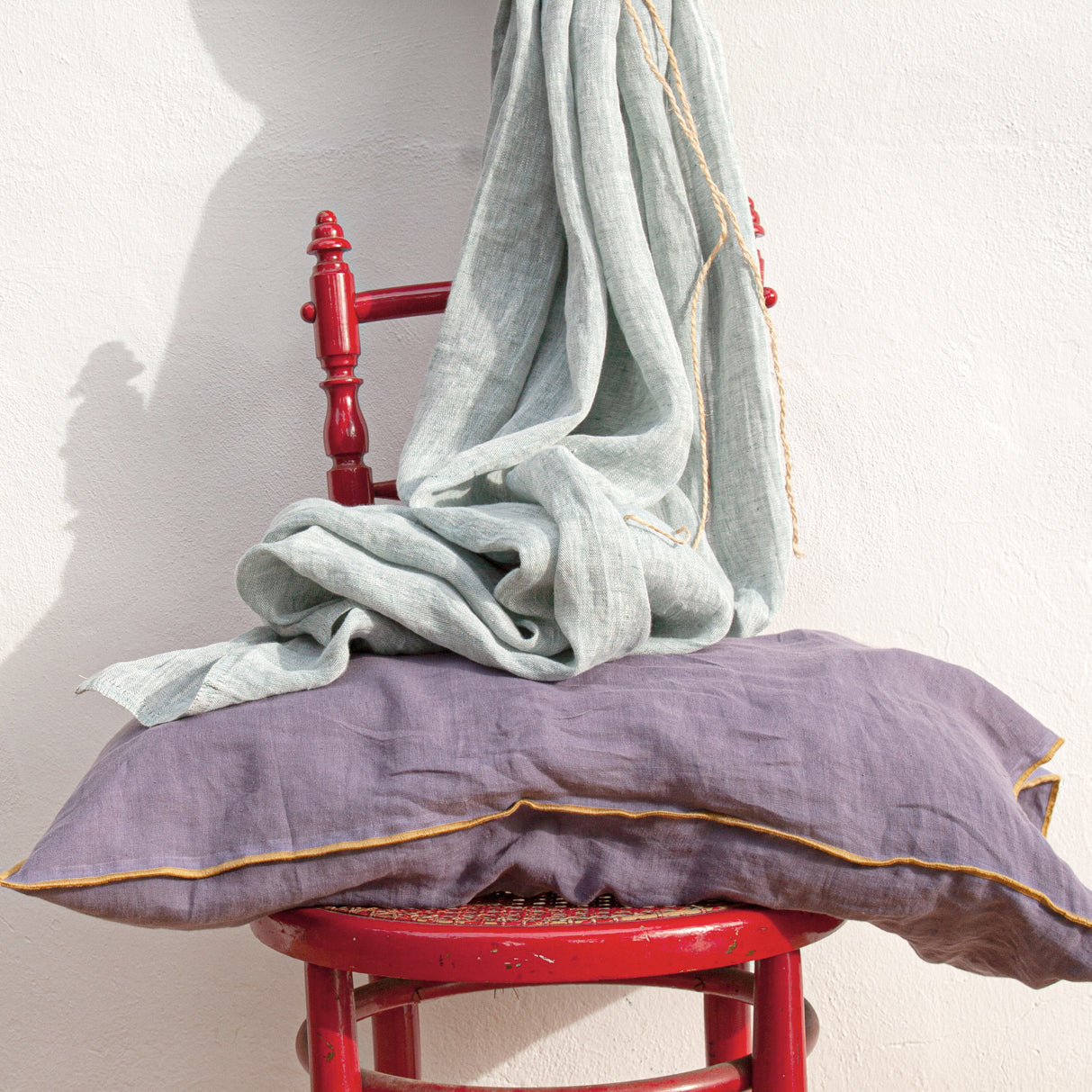 Funda de lino lila para almohada 50x90cm