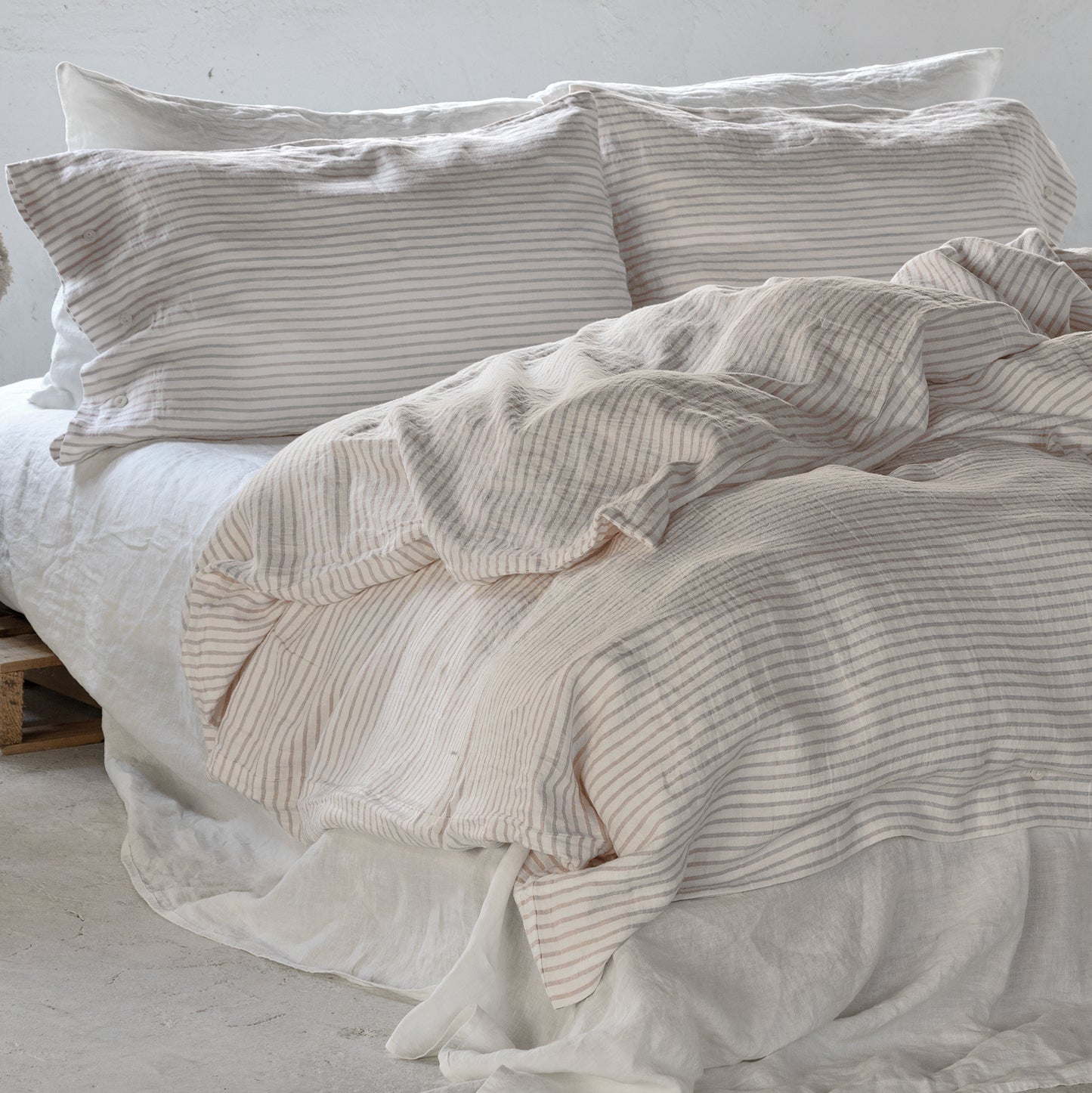 Juego de sábanas lino gris - dE.LENZO