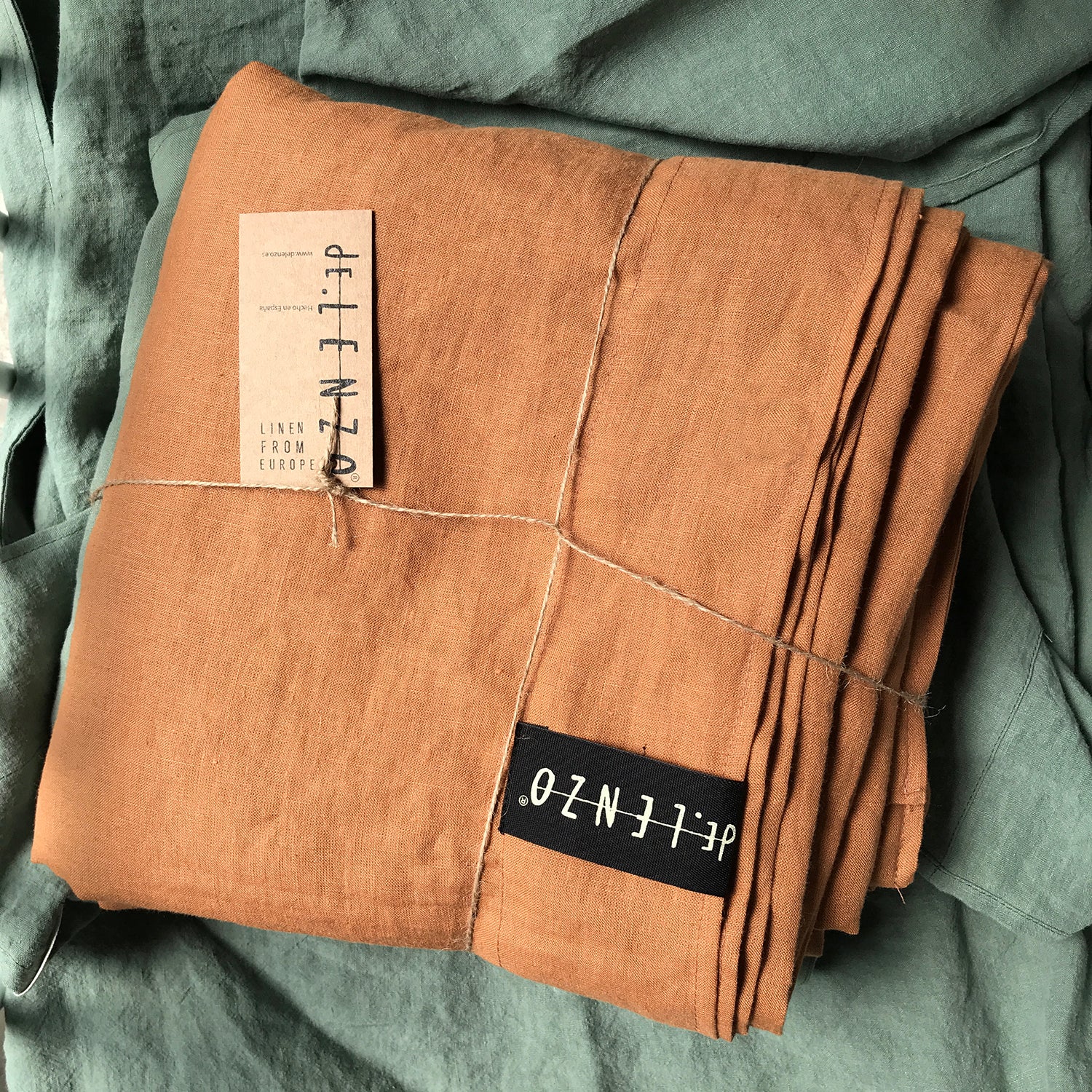 Funda nórdica de lino teja