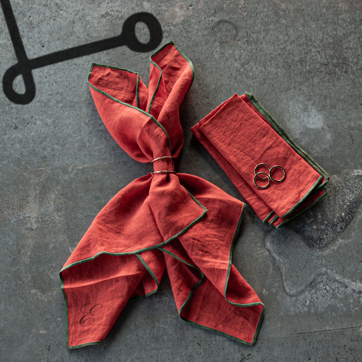 RED linen tablecloth