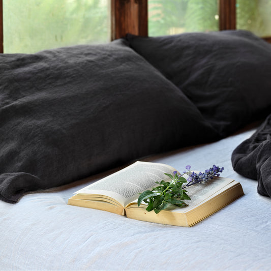 Funda de almohada de lino NEGRA - dE.LENZO