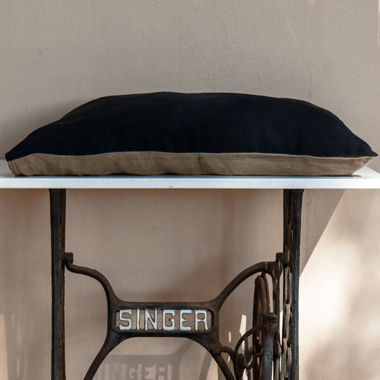 Funda de almohada de lino NEGRA&NATURAL - dE.LENZO