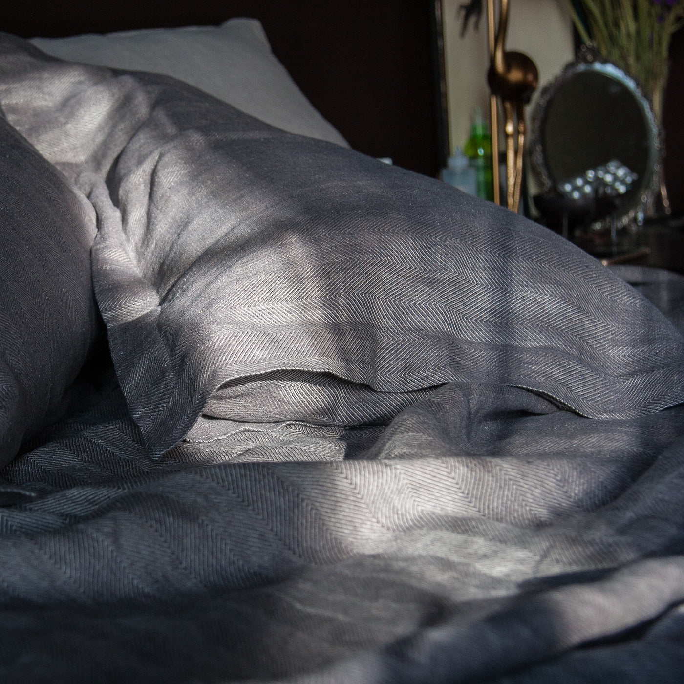 Juego de sábanas color gris OSLO - dE.LENZO