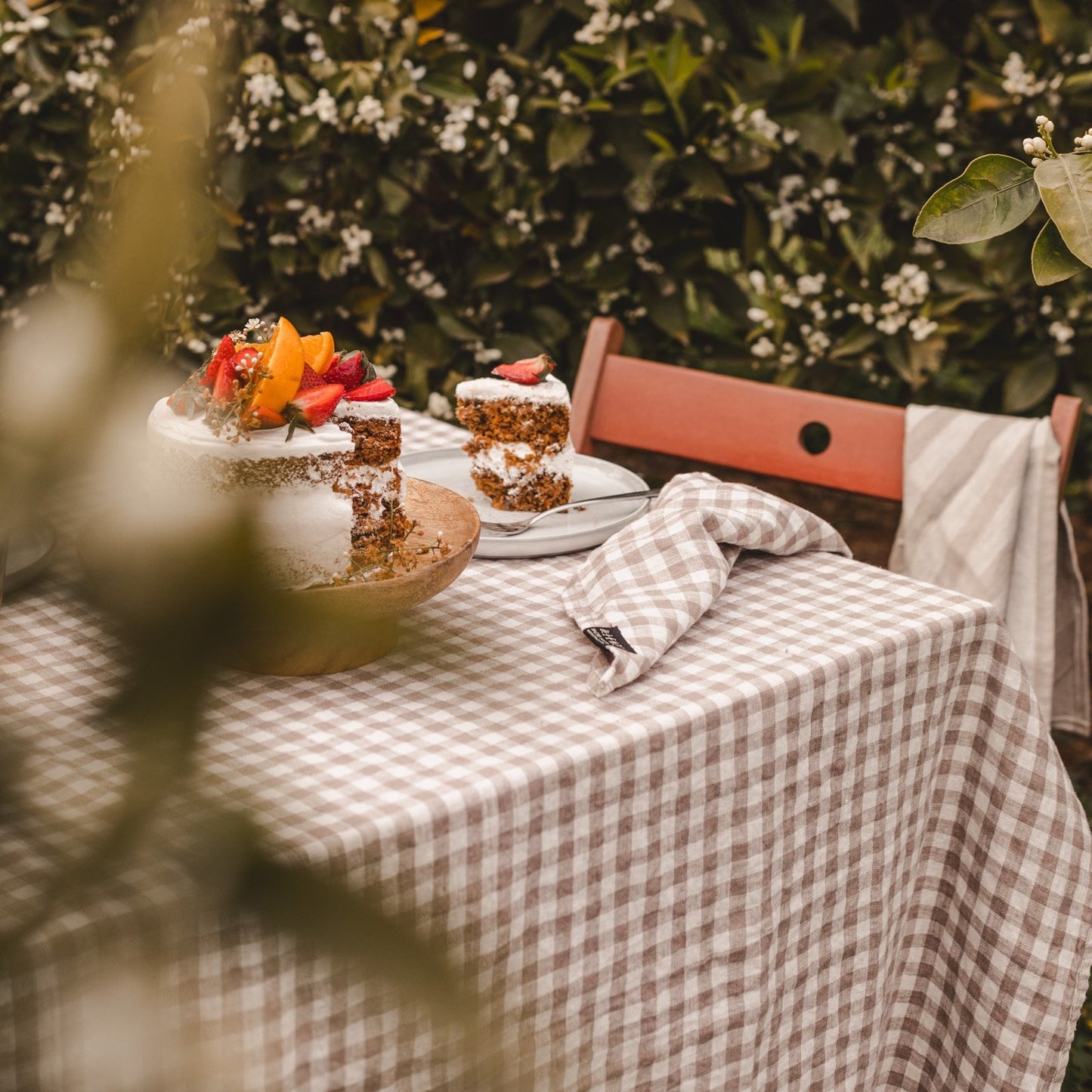 mantel de lino vichy