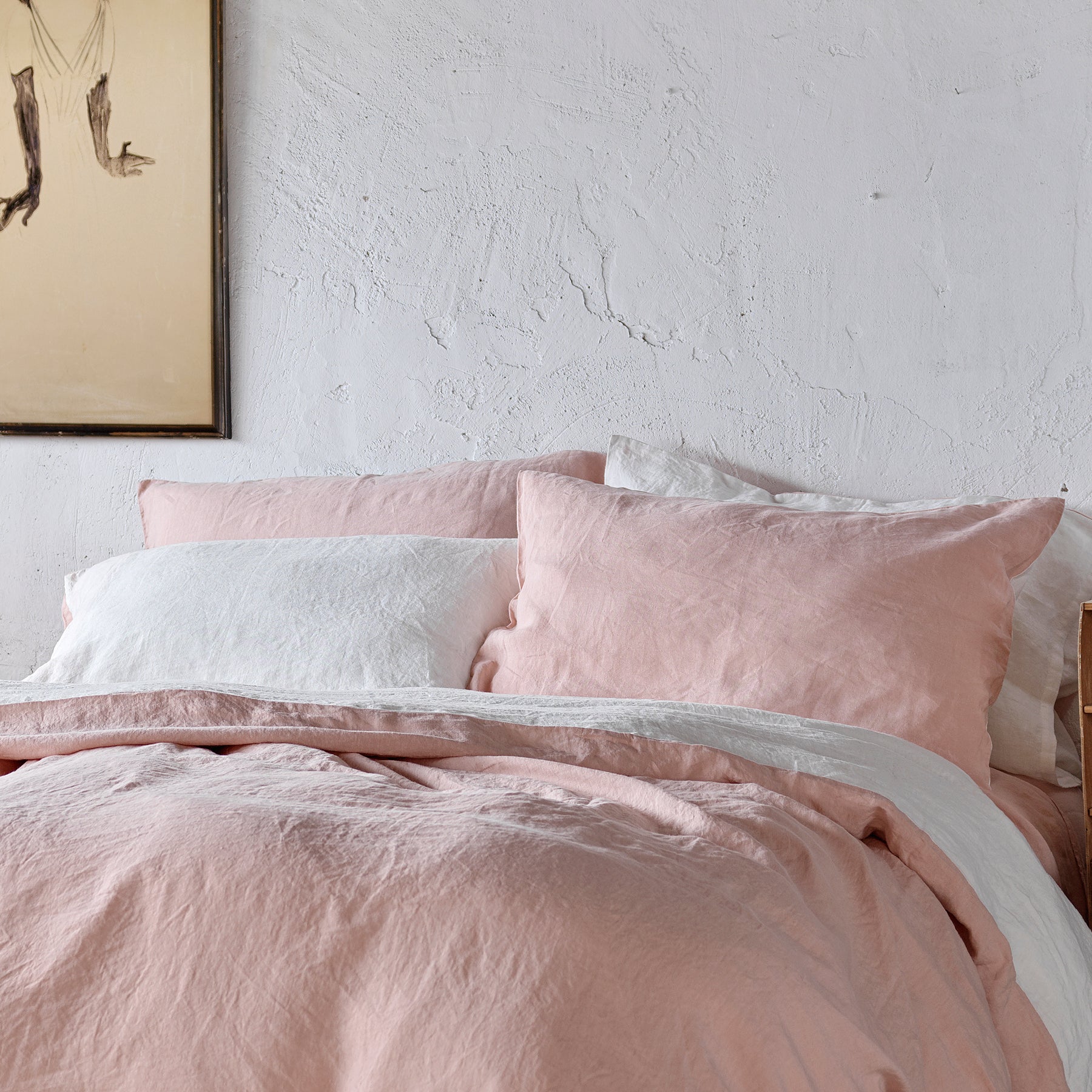 Fundas para almohada lino ROSA&BLANCA - dE.LENZO