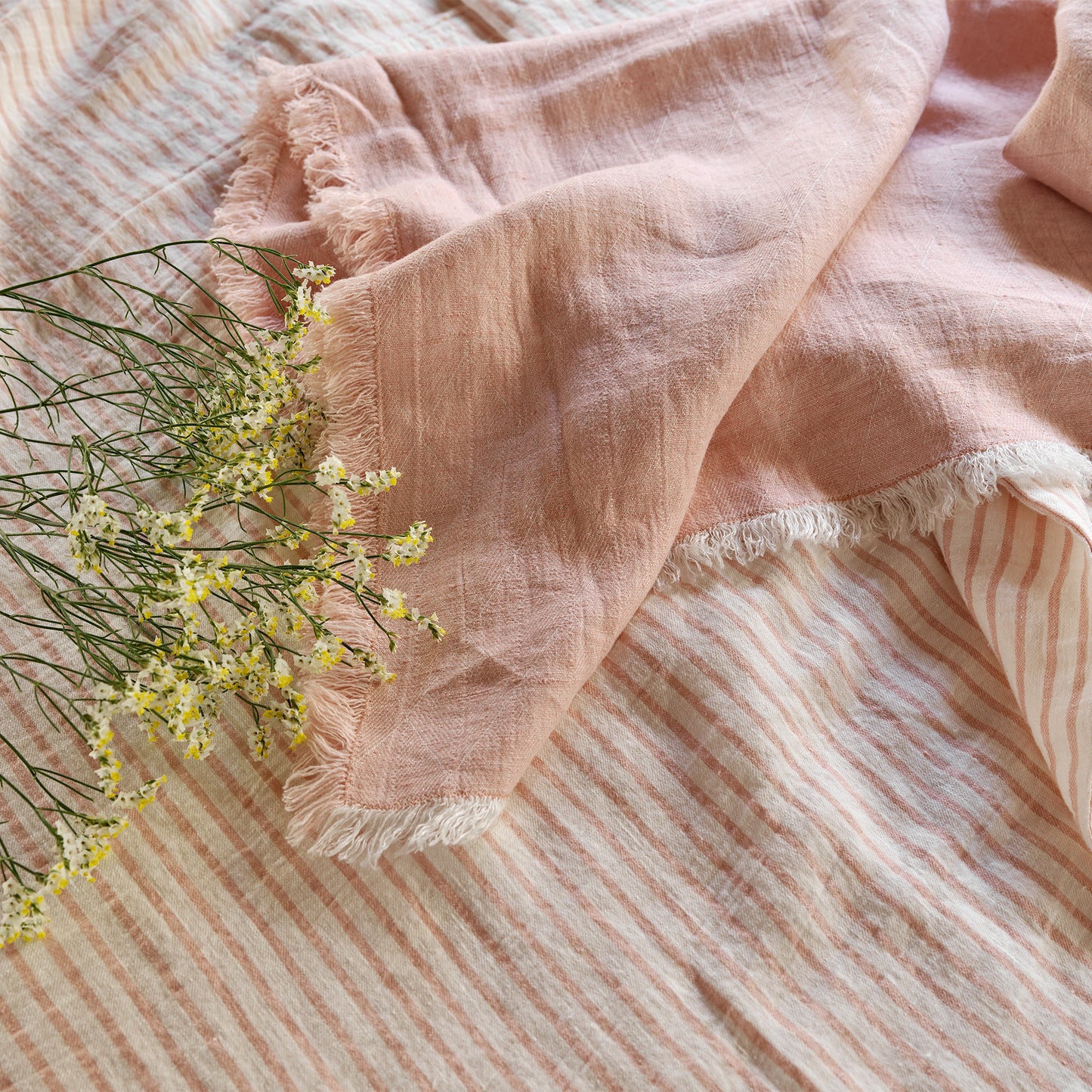 Juego de sábanas de lino MARINERAS ROSAS -4 piezas