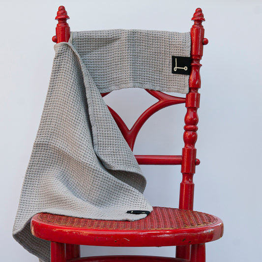 Juego de toallas gofre de lino GRIS PERLA