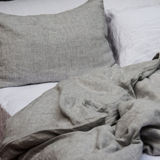 Marbled GRAY linen pillowcase