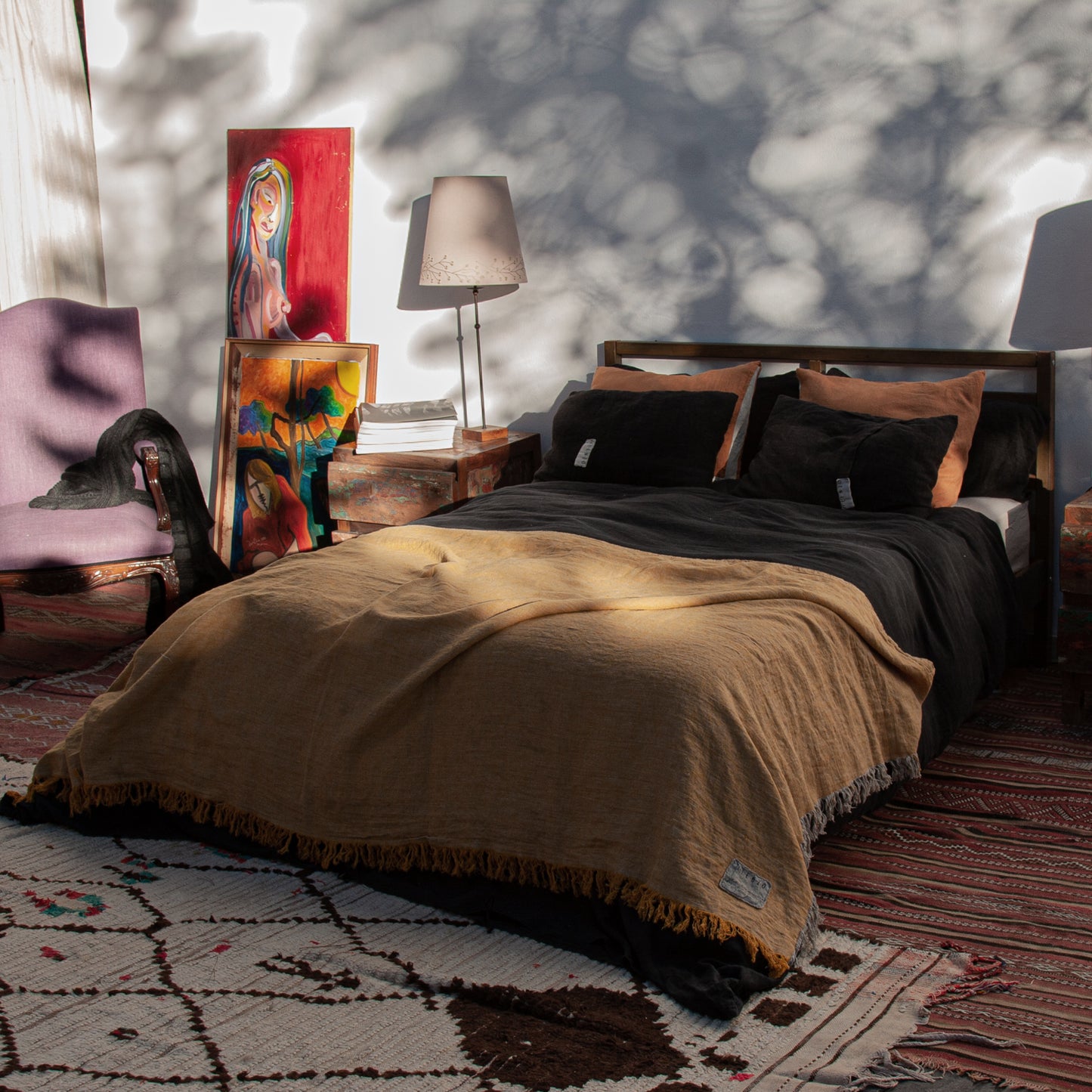 Ensemble de draps en lin NOIR-170gr/m2