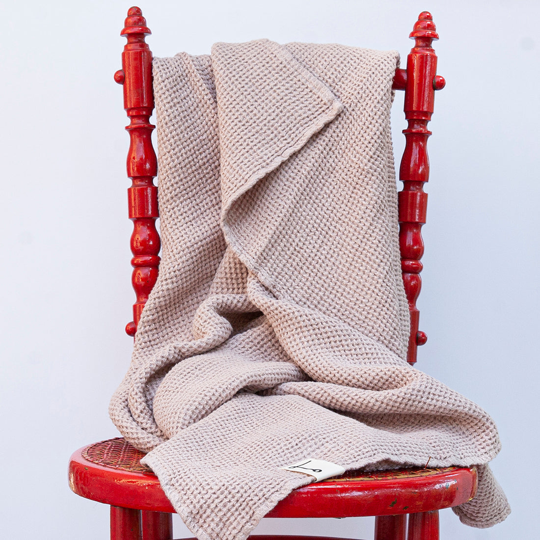 Juego de toallas gofre de lino ROSA - dE.LENZO