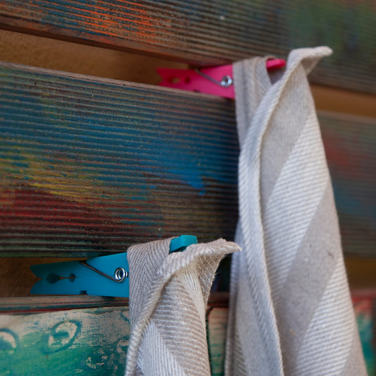 Detalle de Paños de cocina de lino natural espigado - dE.LENZO