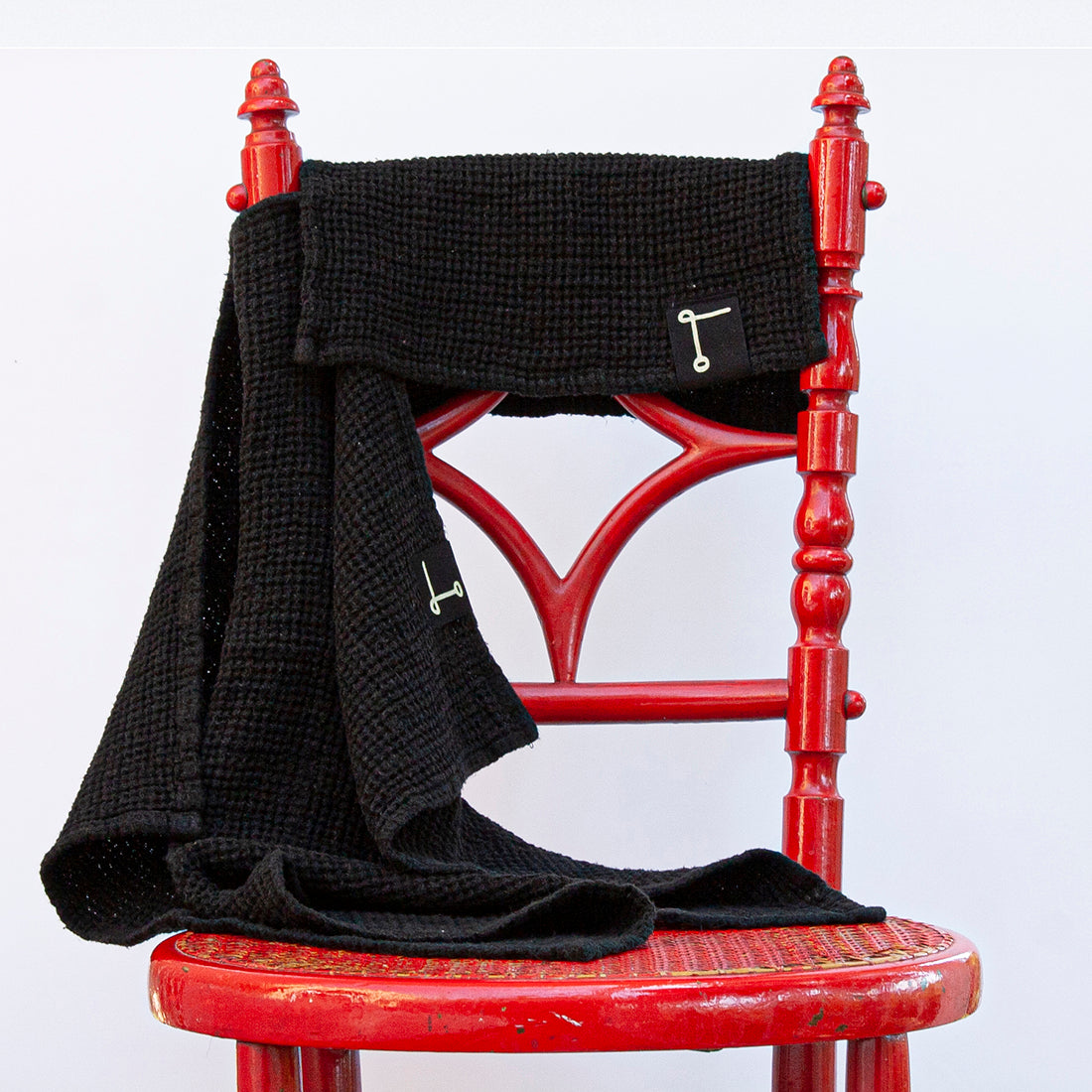 Juego de toallas gofre de lino NEGRO - dE.LENZO