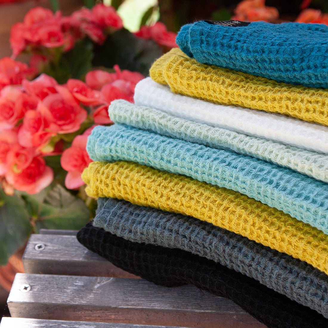 Toallas de lino verde menta