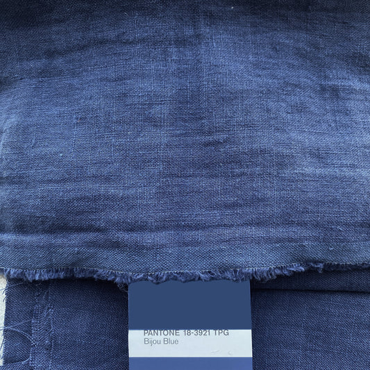 Parure complète en lin réversible BLEU & GRIS - 170 g/m²