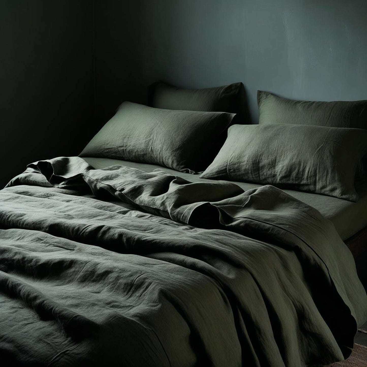 Complete linen set CAPULET OLIVE-170gr/m2