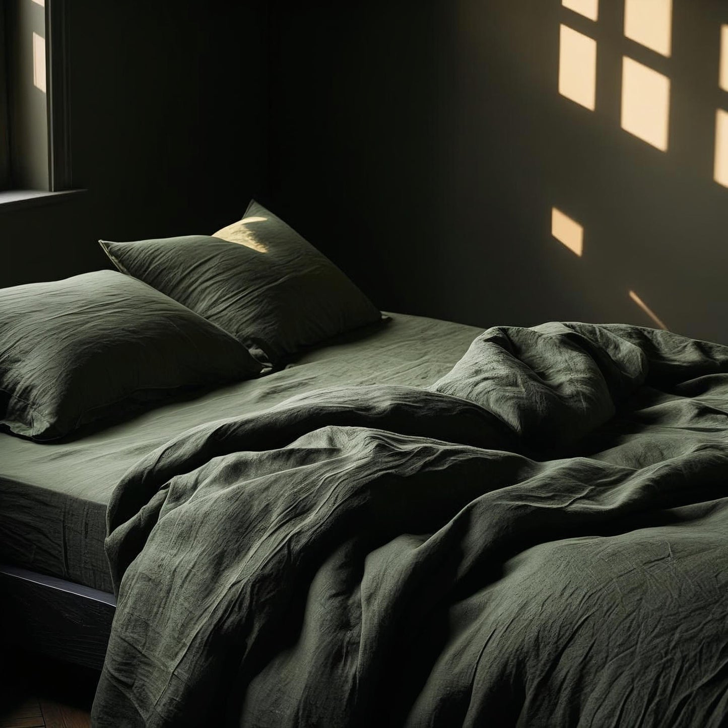 Complete linen set CAPULET OLIVE-170gr/m2