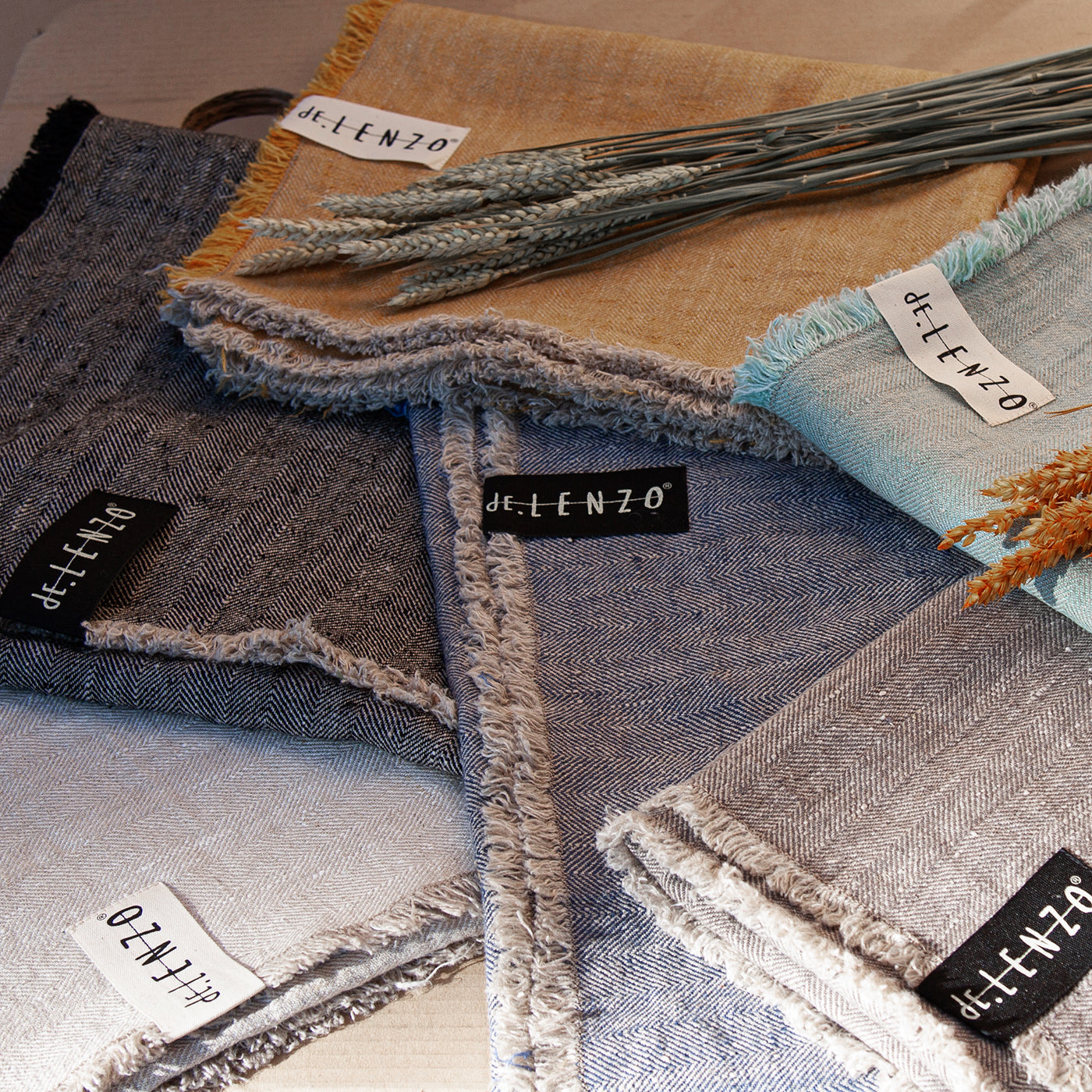 Caminos de mesa de lino JAIPUR desflecados OUTLET