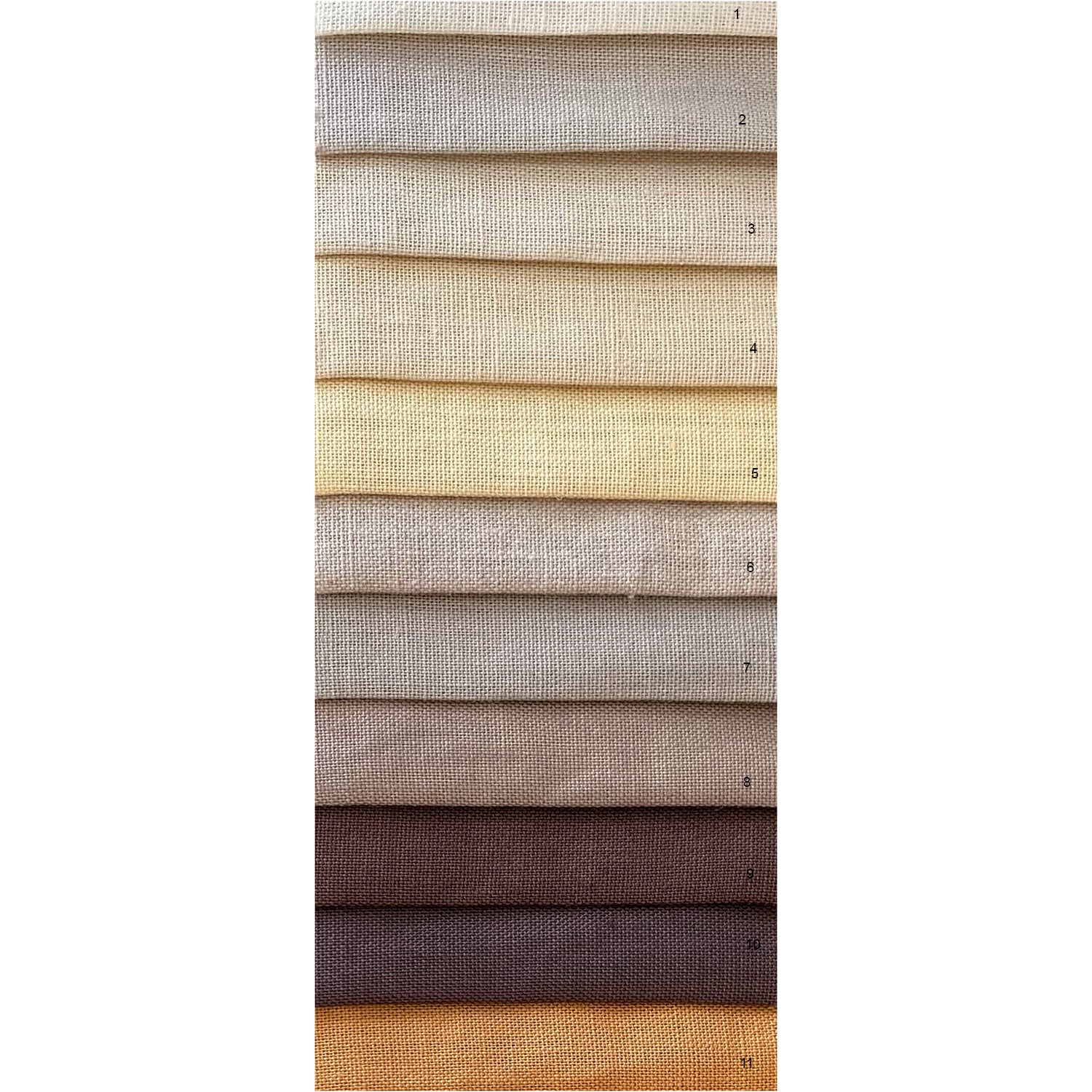 Carta de colores de tonos tierra de linos para cortinas dELENZO