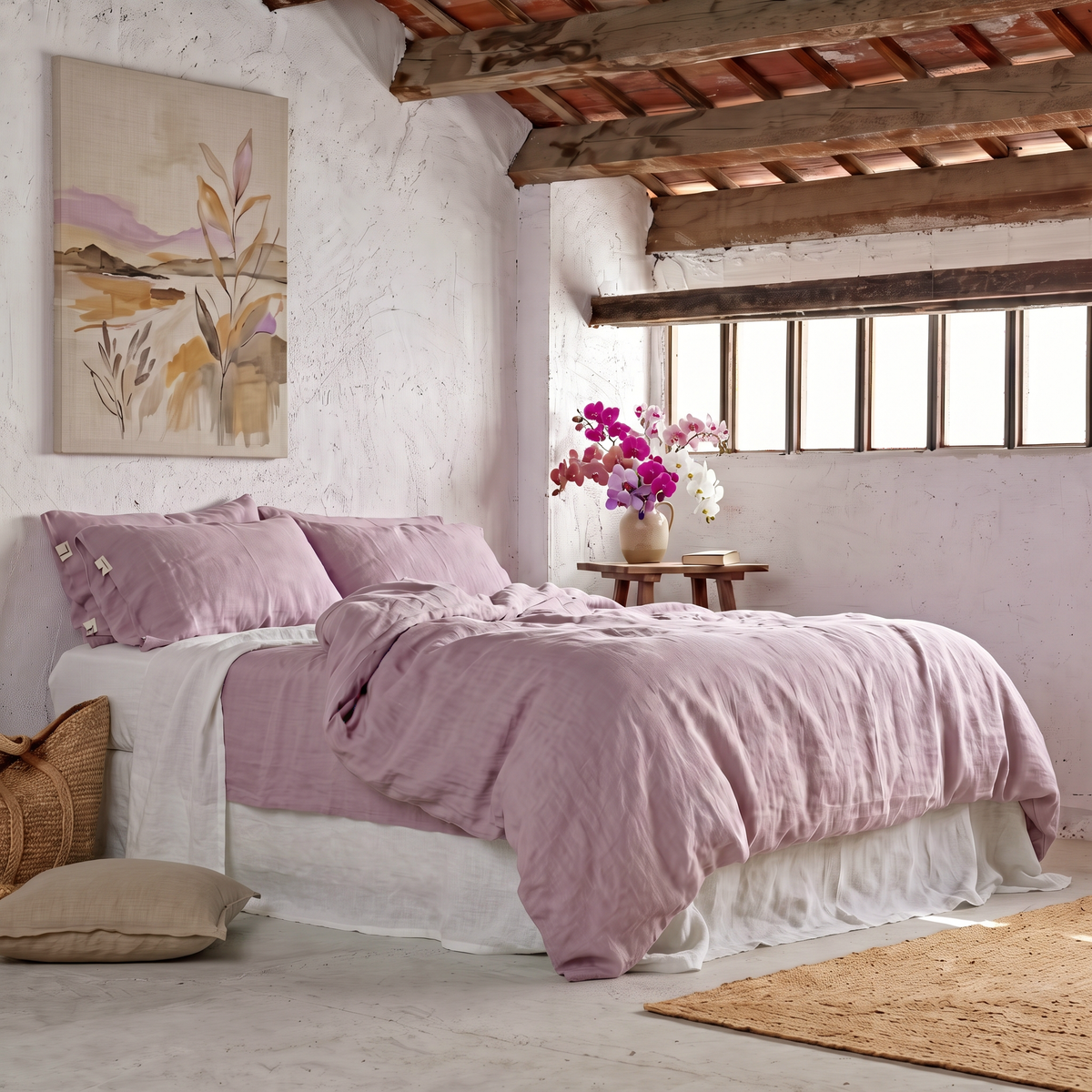 Housse de couette en lin ORCHIDÉE- 170 g/m²