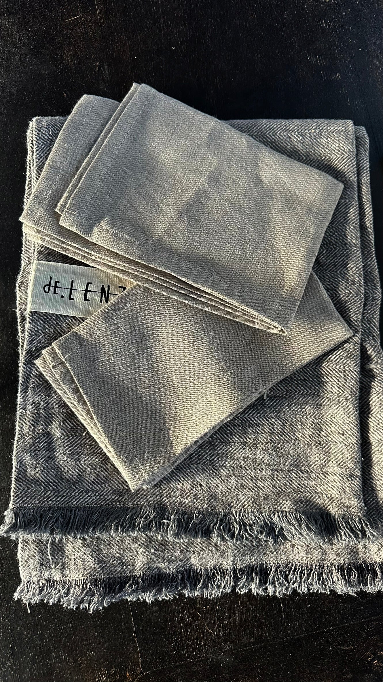 Caminos de mesa de lino JAIPUR desflecados OUTLET