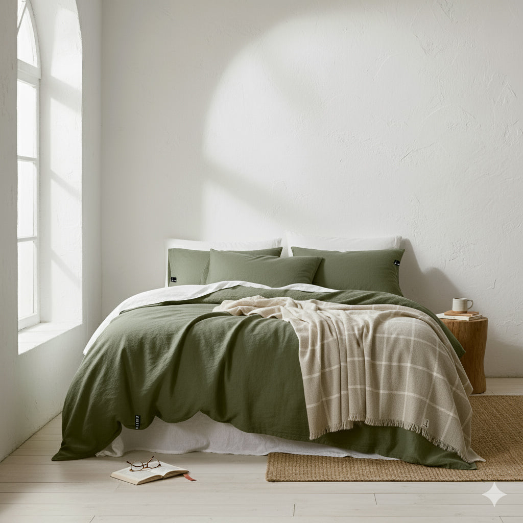 Enveloppe de couette en lin GREEN GRASS-170gr/m2