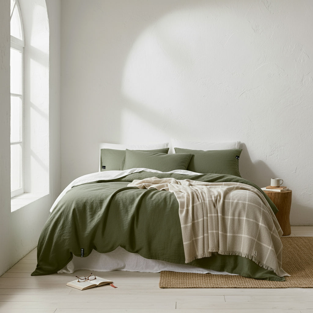 Funda nórdica lino VERDE HIERBA-170gr/m2