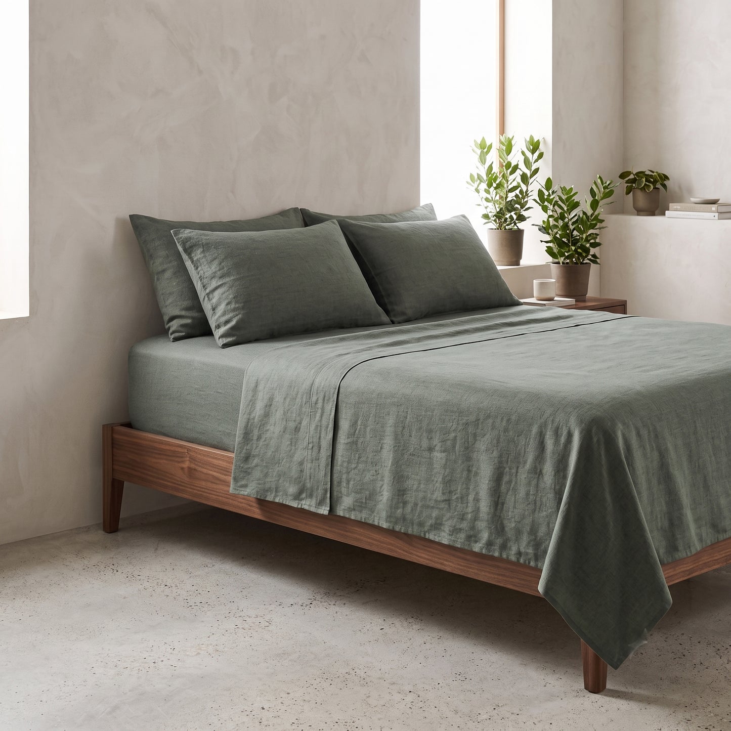 Juego de cama verde laurel oscuro