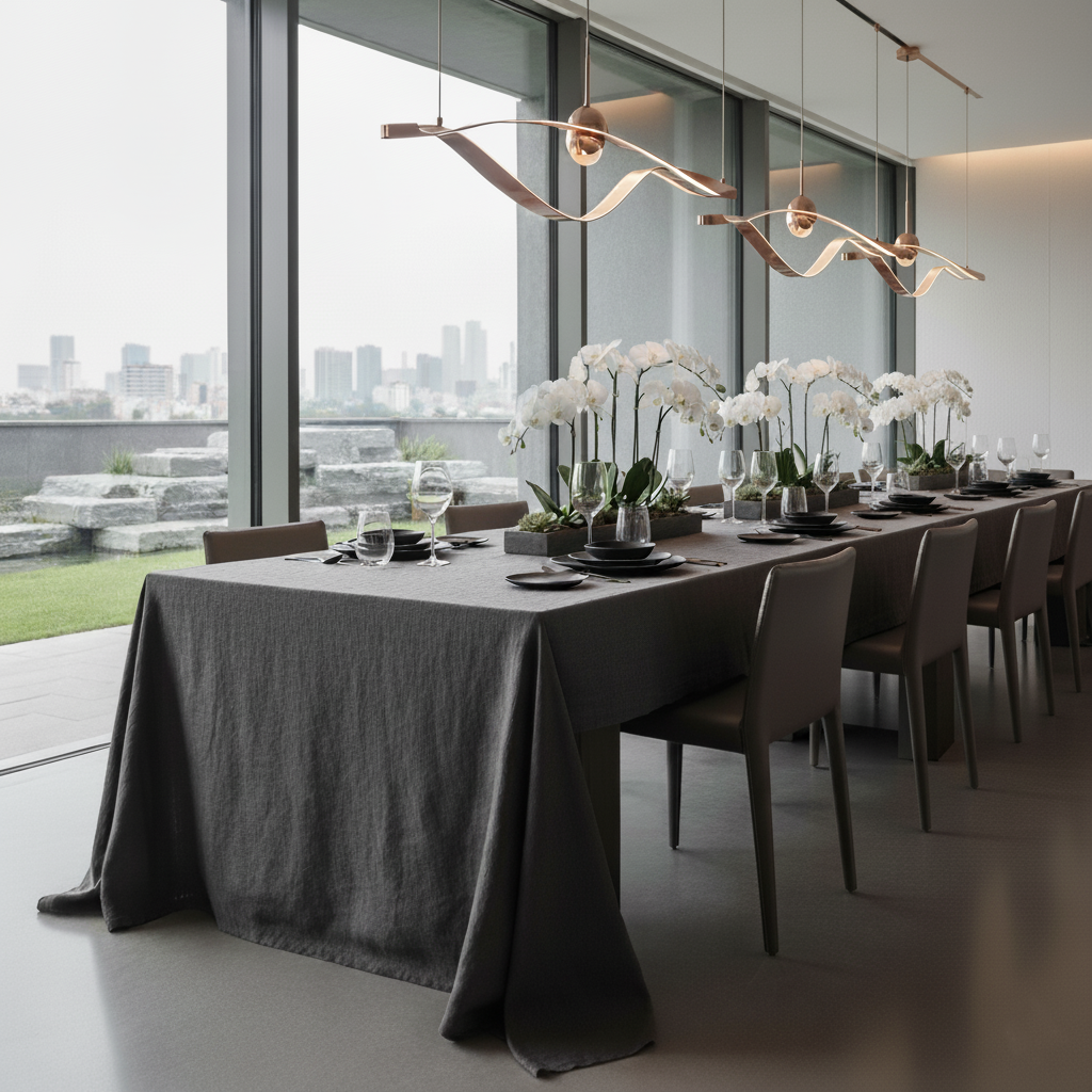 Coarse colored linen tablecloths-220gr/m2