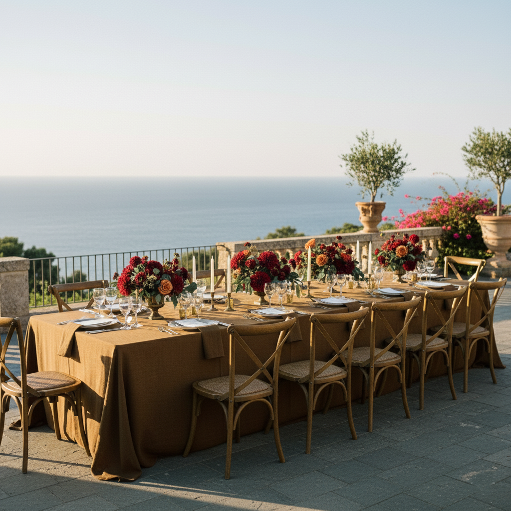 Coarse colored linen tablecloths-220gr/m2