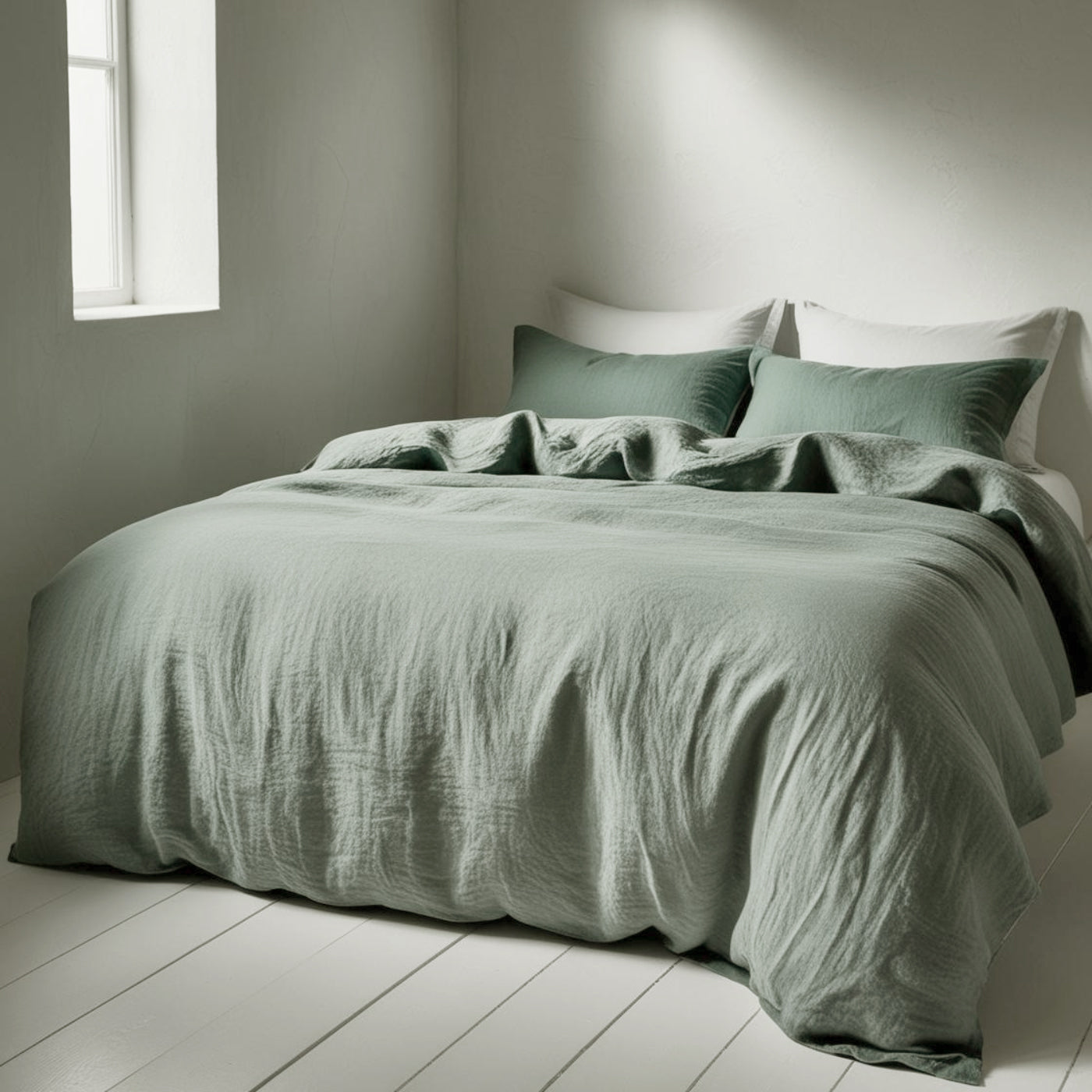 Linen duvet cover GREEN LAUREL-170gr/m2