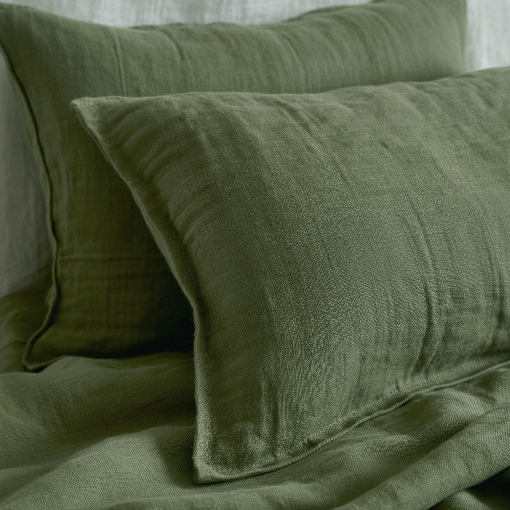 Linen pillowcase green LAUREL-170gr/m2