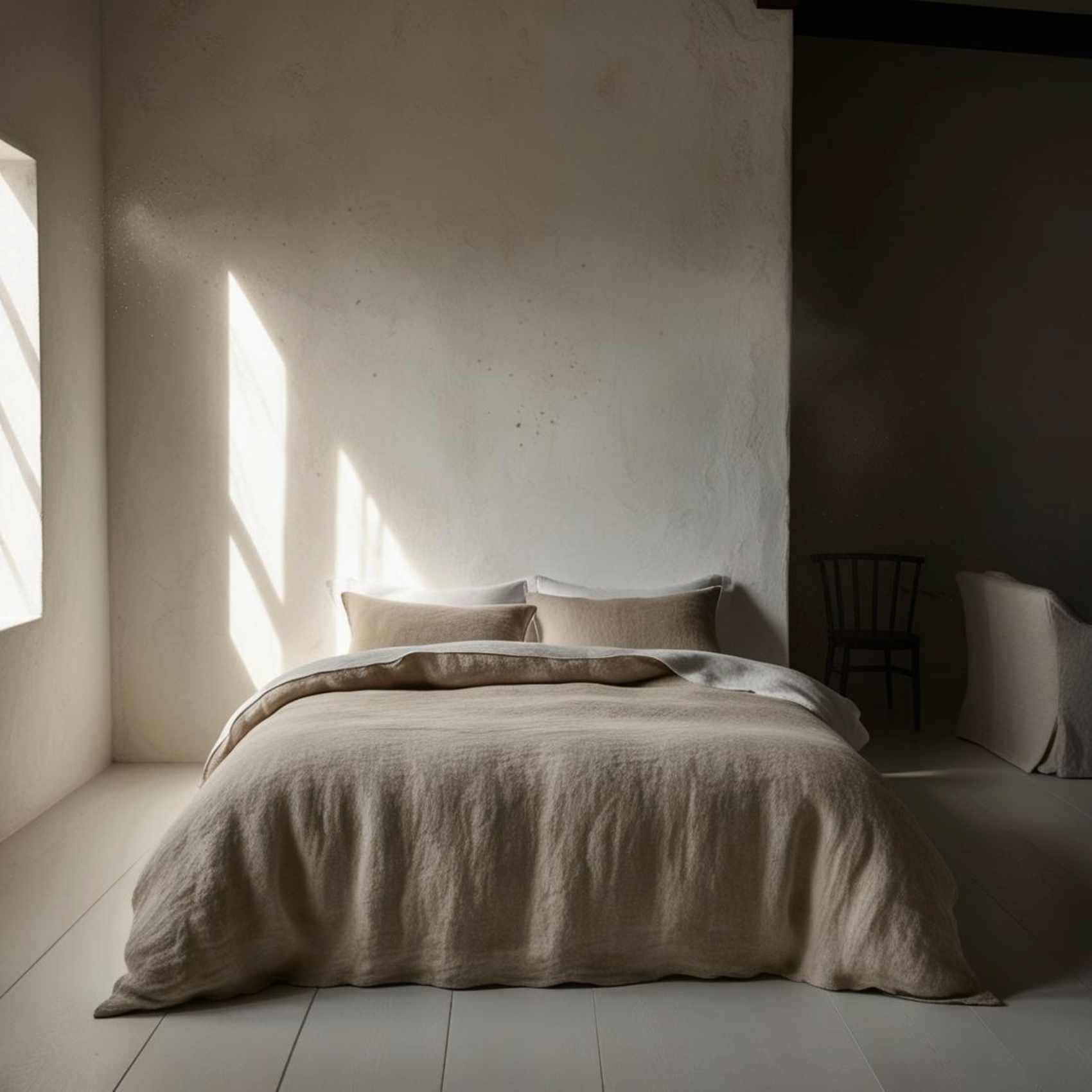 Bicolor linen set SAFARI & WHITE-170gr/m2