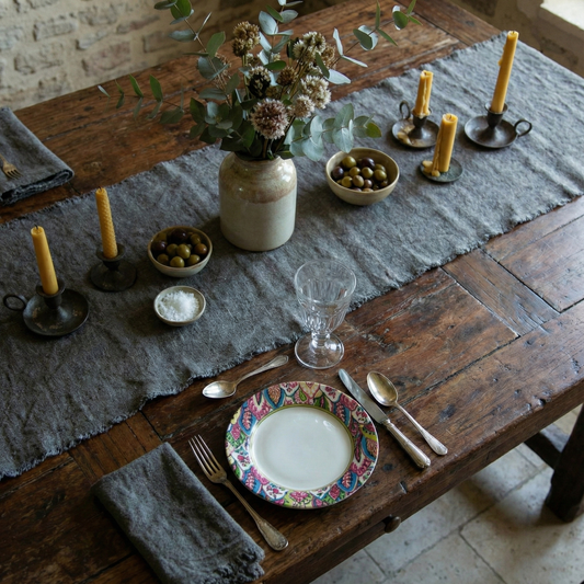 Chemins de table rustiques en lin FORMENTERA