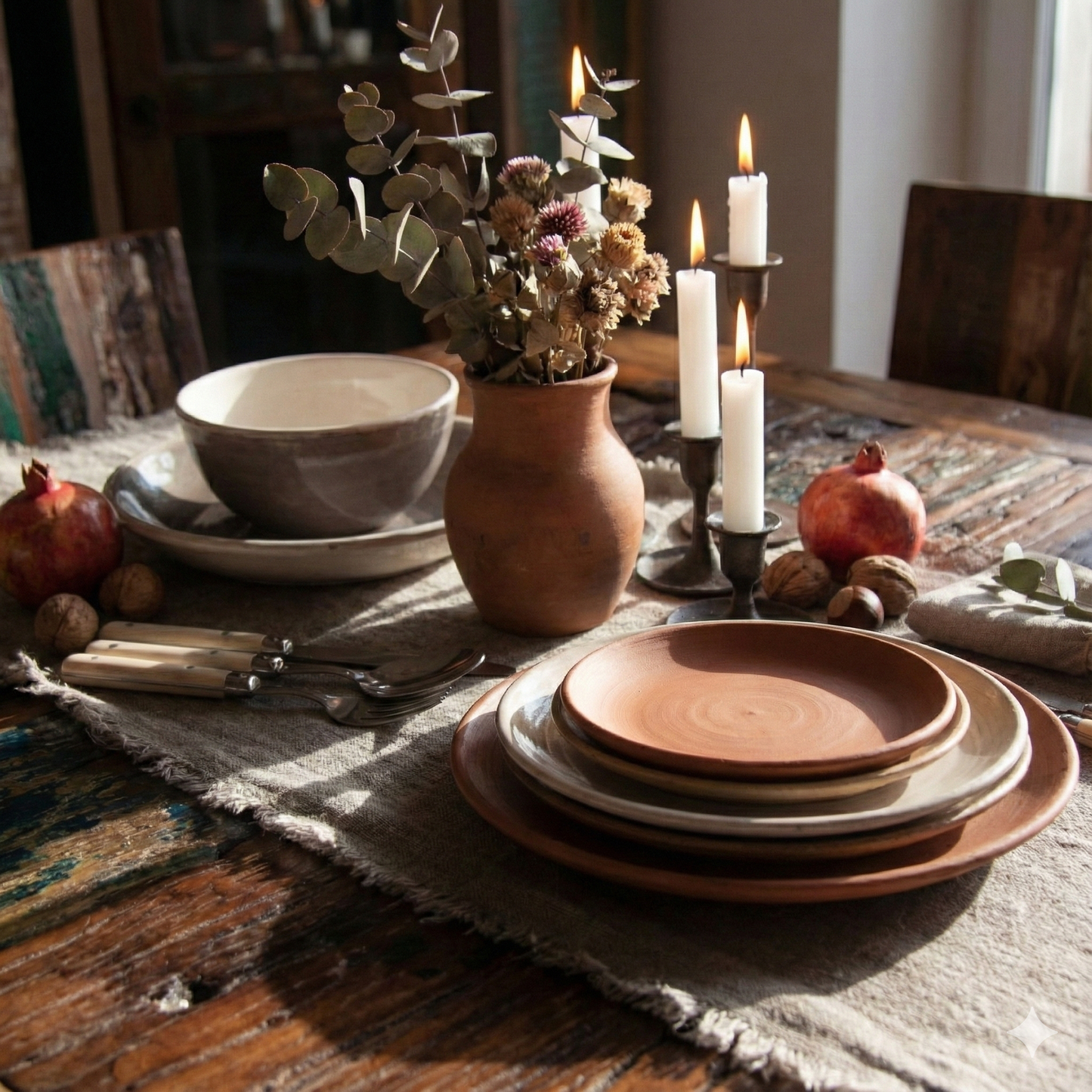 Caminos de mesa de lino FORMENTERA rústicos