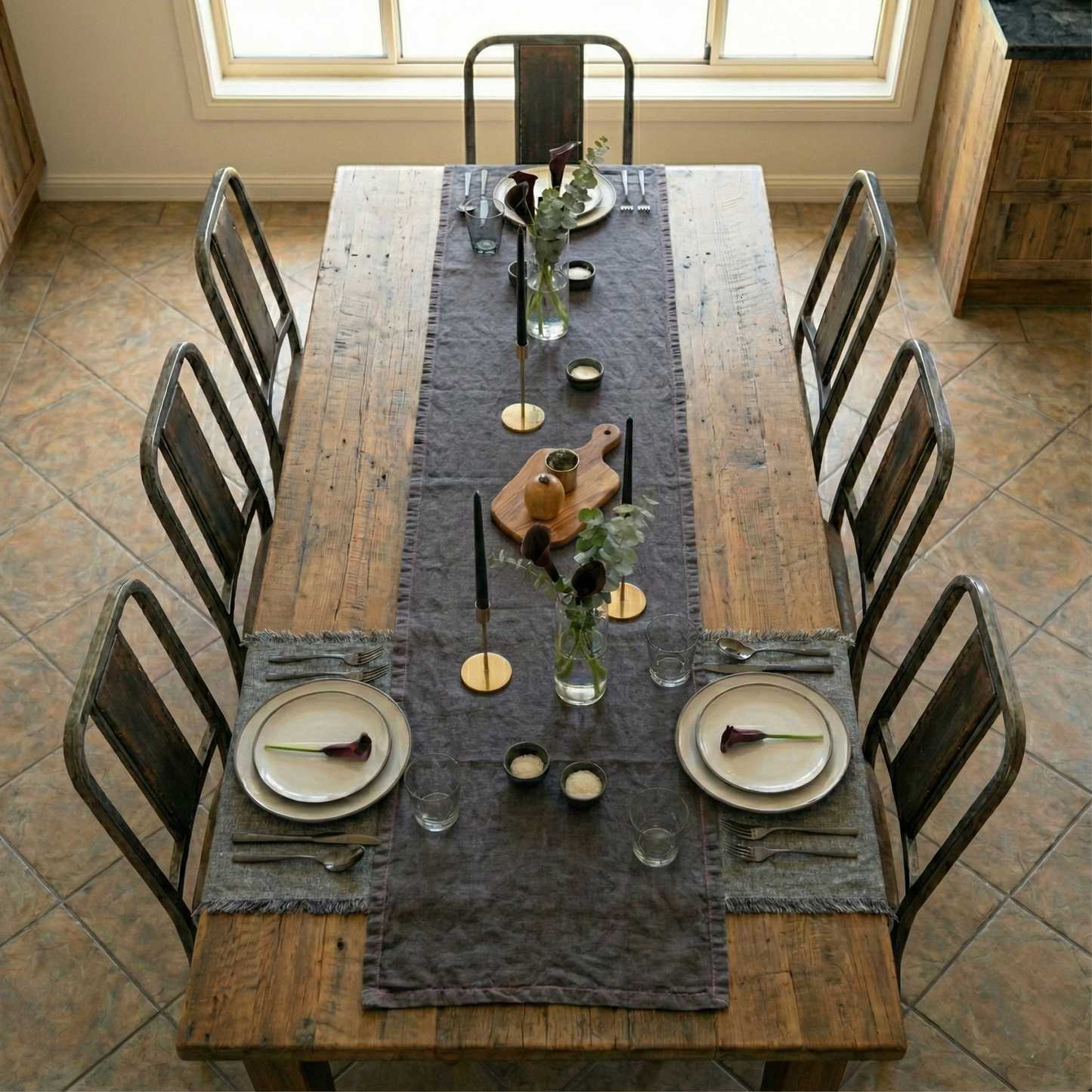 Chemins de table en lin MARRAKECH brodés