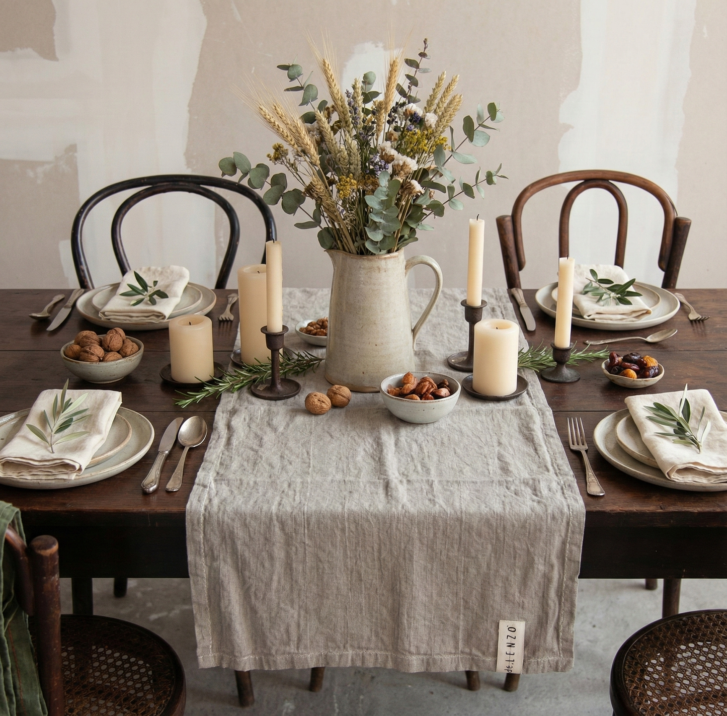 Chemins de table en lin MARRAKECH brodés